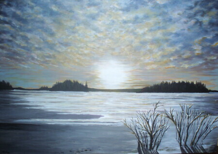 Winter Sunset Over Balsam Lake